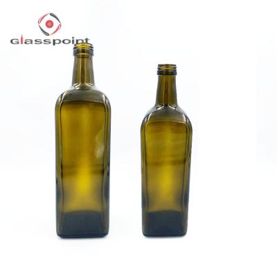 China Wholesale Food Green 1000ml Square Marasca Olive Oil Glass Bottle for sale