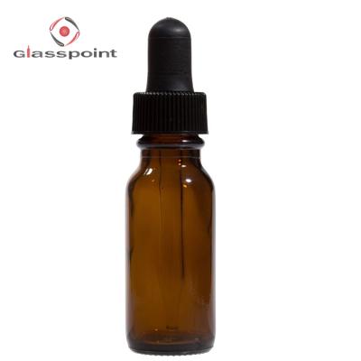 China Personal Care 1OZ 30ml Boston Glass Amber Round Bottle For Essential Oil for sale