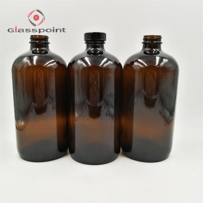 China 32oz 1000ml Boston Glass Chemical High Quality Amber Bottle for sale