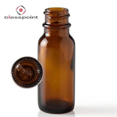 China Personal Care 1/2 Ounce Amber Boston Round Glass Bottle Without Cap for sale