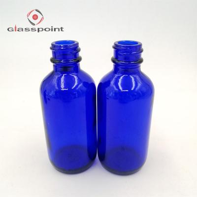 China High Quality Personal Care Free Sample 2oz 60ml Blue Boston Glass Bottle for sale