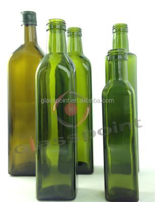 China Green olive oil marasca bottle for oil, wholesale empty glass bottle for oil packing for sale