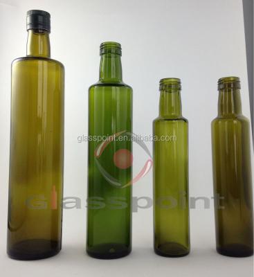 China Olive oil 500ml 750ml 1000ml dark and light green round packaging olive oil dorica glass bottles for sale