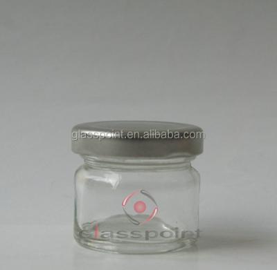 China Sustainable Mini Jar 30ml , Glass Honey Bottle For Honey With Metal Cap for sale