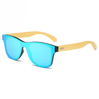 China One Piece Sunglasses 2019 Custom Made PC Green Bamboo Arm Sunglasses Fashion Mirror Wooden Sun Glasses OEM Private Label for sale