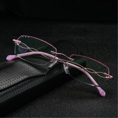 China Fashion Blue Light Glasses Wholesale Women Rimless Fashionable High End Blue Light Blocking Glasses Anti Computer Glasses for sale