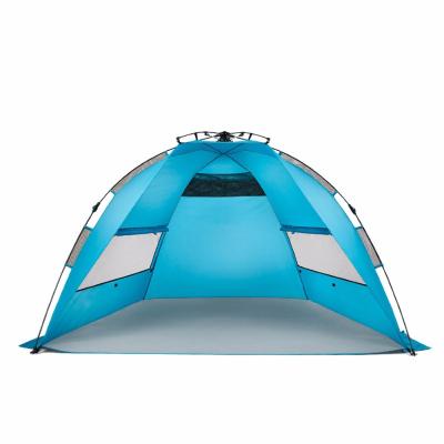 China Extended Type UPF 50 Wind Proof Fiberglass Auto Pole Easy Up Beach Tent With Sand Anchor for sale