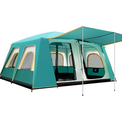 China Ventilation Large 8-12 People Outdoor Large Space Family Luxury Camping Double Layers 2 Rooms 1 Living Room for sale