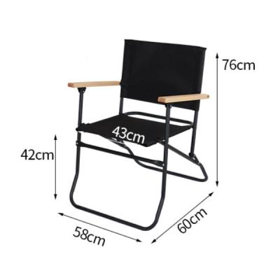 China Modern Portable Outdoor Folding Camp Chair Steel Chair With Wood Armrest for sale