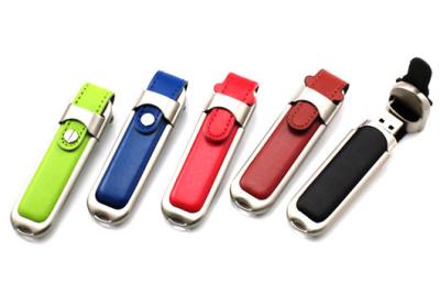 China Buckle Leather Custom USB Memory Stick / Promotional USB Thumb Drives for sale