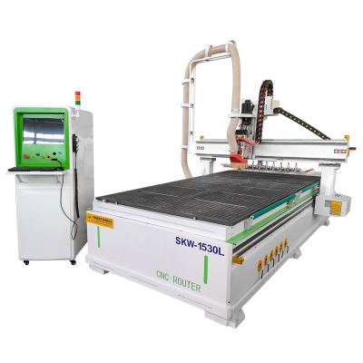 China Wood Linear Automatic Tool Furniture Windows Cutting Wood CNC Router Machine Change Wood, Advertising Air Cooling Working Spindle for sale