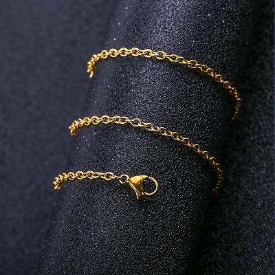 China Wholesale Chain Necklace E-Co Friendly For Mens Womens Real 18K Gold Plated Stainless Steel Figaro Chains for sale