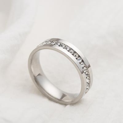 China friendly row E-Co ring flat single piercing titanium steel ring contracted stainless steel lovers ring wholesale for sale