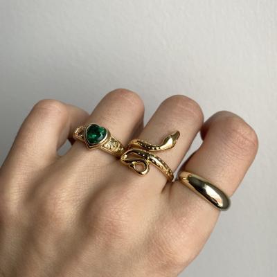 China E-Co Snake Element Ring Instagram Fashion Street Friendly Style With Metal Ring Ladies And Girls Copper Gold Plated for sale