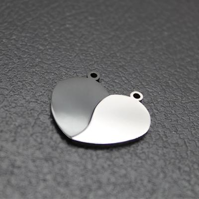 China white E-Co friendly tags style mirror polish custom stainless steel half heart pendants for DIY engrave for sale