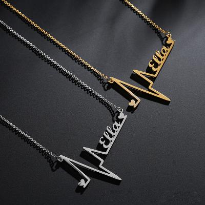 China Fashion New Style E-Co Chain Necklace Stainless Steel Pendant Necklace 18K Gold Friendly Wholesale Name For Women for sale