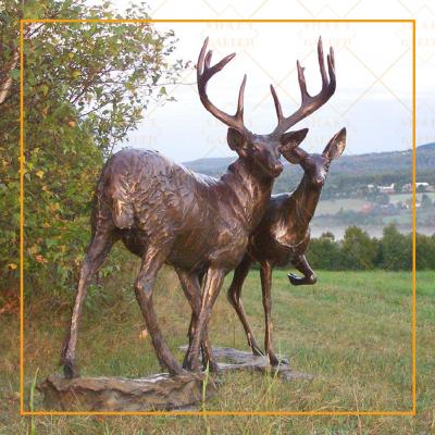 China Europe Outdoor Metal Sculpture Life Size Bronze Deer Statue For Sale for sale