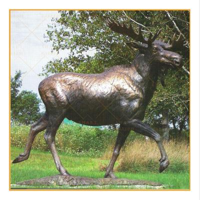 China Western Europe Elk Deer Statue Figurine Art Decor Copper Bronze Sculpture for sale