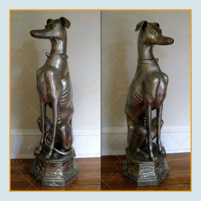 China Europe Outdoor Decorative Greyhound Dog Garden Antique Brass Statue For Sale for sale