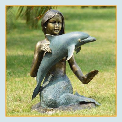 China Europe outdoor bronze fountain sculpture life size water mermaid statue for sale for sale