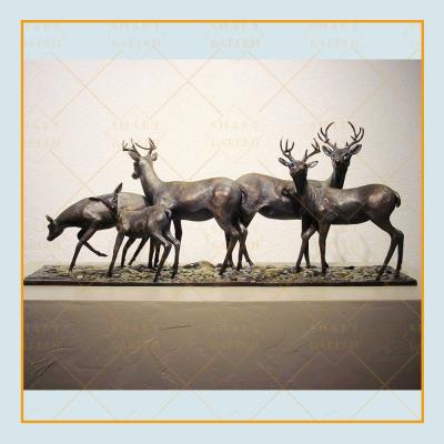 China Europe Metal Cast Garden Statue Molds For Sale Family Bronze Deer Sculpture for sale