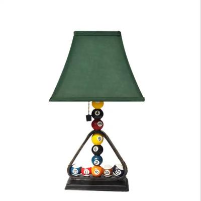 China Modern Contemporary Resin base pool game billiard LED snooker table light lamp with green fabric shade for sale