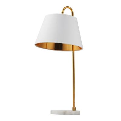 China Newly-designed lighting contemporary luxury fancy fabric shade marble base hotel home restaurant decorative table lamps led desk lights for sale