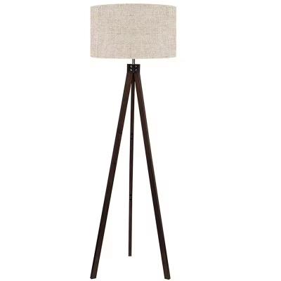 China Industrial Simple KD solid wood floor lamp Nordic tripod vertical floor lamp modern design living room study Standing lamp for sale