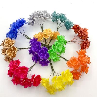 China 144 Pcs Plastic Plastic Rose Flower DIY Home Weeding Party Hair Valentine's Day Decoration Crafts Artificial Rose For Rose for sale