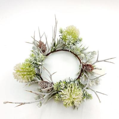 China Wholesale Indoor Outdoor Decoration Dried Willow Artificial Flowers Garland Christmas Decoration Antlers Wreath With Pine Cones Flower Wreath for sale