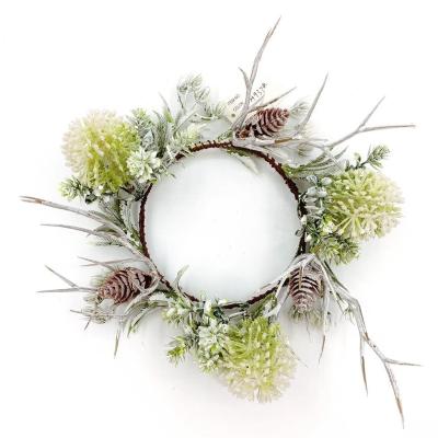 China 2022 Indoor Outdoor Decoration Cheap Wholesale Popular Artificial Flower Antlers Garland Christmas Door Garland Headband With Pine Cones for sale