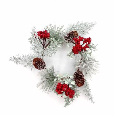 China Wholesale Indoor Outdoor Decoration Artificial Wreath With Pine Cones Door Decoration Christmas Red Berries Braid For Christmas DIY for sale