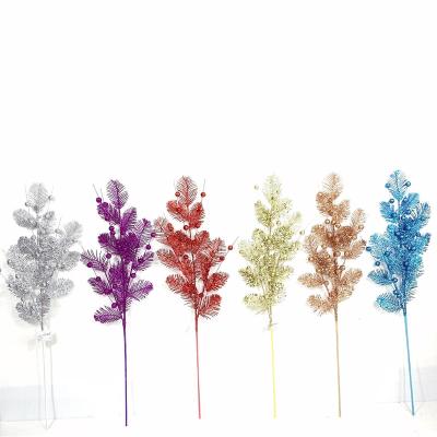 China Wholesale Christmas Wedding Family Decorations Glitter Christmas Tree Topper Ornaments Artificial Gold Floral Picks For Decor Xmas Home Decor for sale