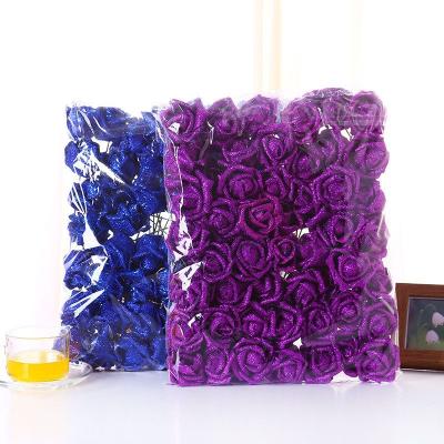 China Factory Cheap Christmas Party Glitter PE Artificial Foam Rose Flower Heads 50 Pcs / Pack Hotel Wedding Decoration Christmas Flower DIY for sale