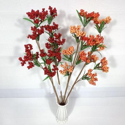 China Artificial Red Holly Berry Long Branch Picks Window Display Decoration Berry And Greedn Leaves Christmas Xmas 2022 Decor for sale