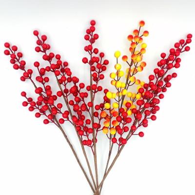 China 70cm Plastic Artificial Red Berry 5 Fork Branches Foam Artificial Fruit For Artificial Ornaments Christmas Home Weeding Decoration for sale