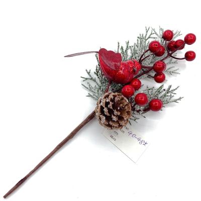 China Plastic Christmas Wreath Decorations 2022 New Design Artificial Flowers for Red Christmas Berry and Branch Christmas Decorations for sale