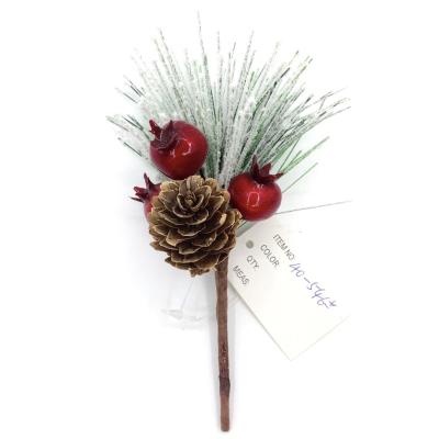 China Plastic Artificial Red Snow Pinecone Gift Accessories Pine Needle Gift Box Ornaments Berry Christmas Decorations Spray Xmas Picks for sale