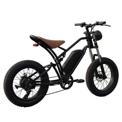 China MB008 Electric Bike Long Seat Full Suspension Retro Ebike 250W/500W/750W/800W/1000w Steel Fat Tire for sale