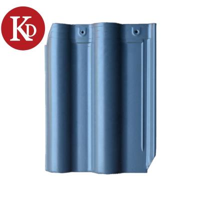 China Cheap and popular modern blue curved matte glossy glazed clay roof tile surface hotel roofing wear resistant India market for sale