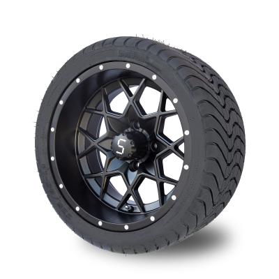 China 14 pulgadas Matte Black Golf Cart Rims y cansar el PUNTO combinado 101,6 PCD de la calle 225/30-14 en venta