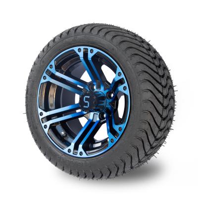 China Reifen des Golfmobil-12inch und blauer glatter schwarzer Rim Combo 4/101.6 PCD zu verkaufen