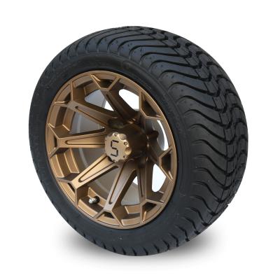 China Carrinho de golfe rodas de 12 polegadas e teste padrão de alumínio de bronze do parafuso de DOT Tyres Assembly 4x4 do perfil baixo 215/35-12 à venda