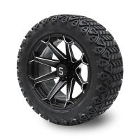 China 14'' Machined/Matte Black Golf Cart Wheels And 22x10-14 Off-road DOT Tires for sale