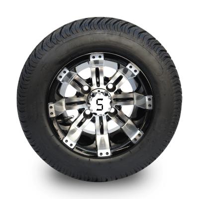 China 205/5010 DOT Low Profile Street Tires en Machinaal bewerkte de Kar van het 10 Duimgolf/Glanzende Zwarte Wielen Combo 4 Geschatte Vouw Te koop