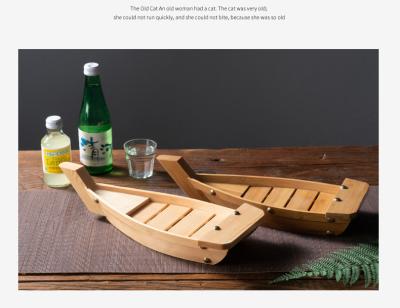 China Sustainable Serving Stock Display Food Grade Bambus Sushi Boat Restaurant Equipment 50m Bamboo Japanese Wooden Sushi Boat With Logo for sale