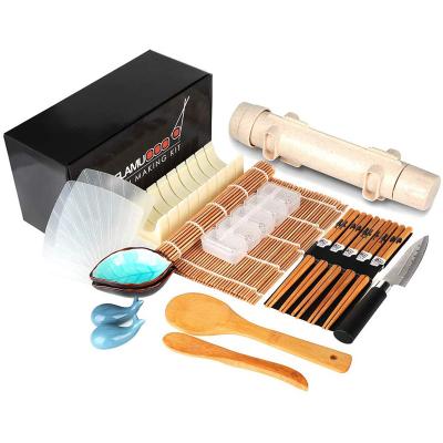 China OEM Sustainable Service Red Bambus Beginners Sushi Making Kit 10 PCs Set Bazooka Maker Set 5 Pairs Sushi Mold Chopsticks With Customized Box for sale