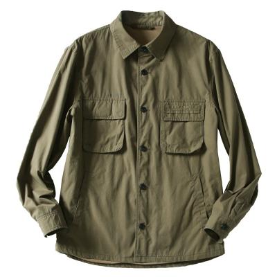 China Custom Made Pocket Casual Men's Patch Wash Lapel Vintage Ferment QUICK DRY Jacket University Army Green Machining Jackets For Man for sale