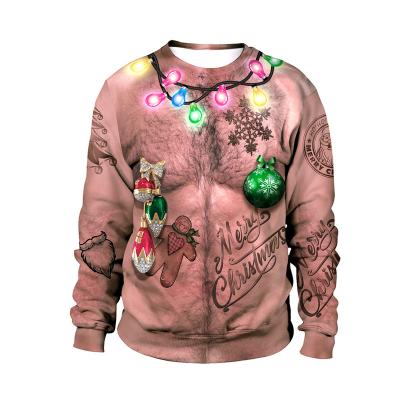 China Wholesale Funny Christmas Anti-pilling Costume Men's Unisex Holiday Spoof 3D Printing Round Neck Sweater Women Couples Digital Sweater for sale