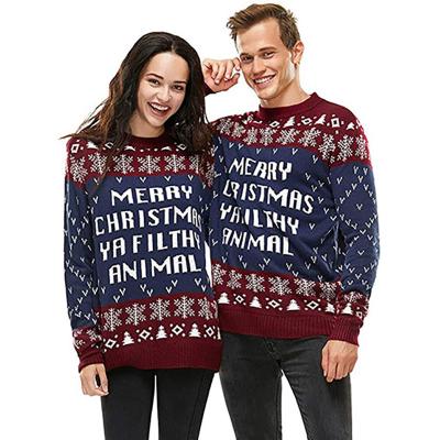 China Anti-Wrinkle Vintage Christmas Letters Ugly Sweater Christmas Sweater Family Women Outfits Custom Unisex Couple Christmas Sweater Sweater Family for sale